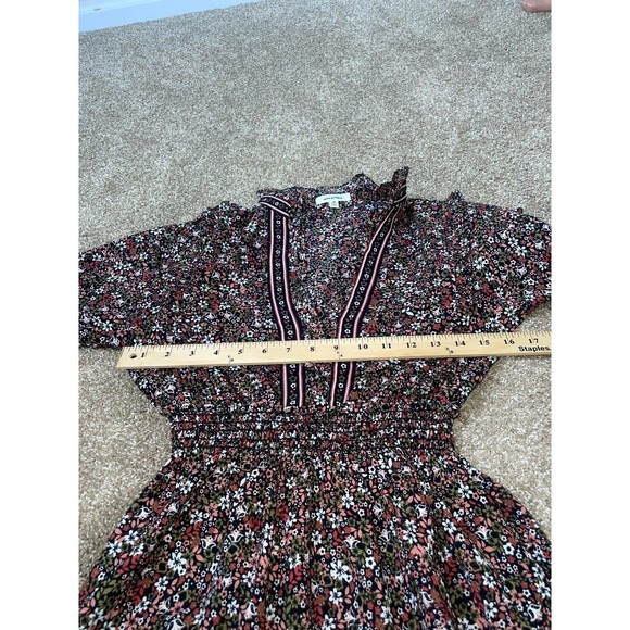 Max Studio Elbow Length Sleeve Print Tiered Maxi Dress SZ M brown floral - Picture 7 of 10